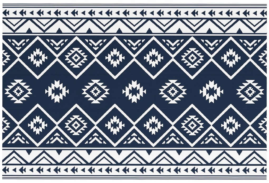 Outsunny Υπαίθριο Χαλί Χαλί Βεράντας, Ανθεκτικό στις Καιρικές Συνθήκες, Μοντέρνο Σχέδιο, 182 cm x 274 cm x 0,3 cm, Μαύρο + Λευκό