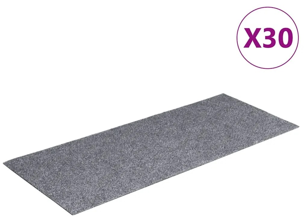 vidaXL Πατάκια για σκάλες Αυτοκόλλητα 30 τεμάχια 60x25 cm Ορθογώνια