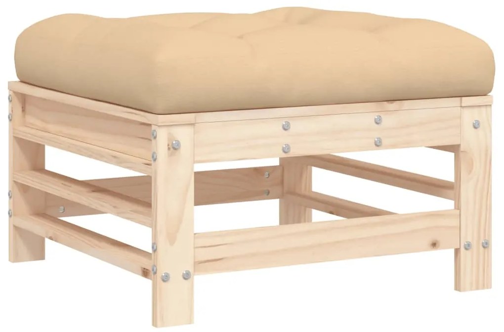 vidaXL Υποπόδιο Κήπου με Μαξιλάρι από Μασίφ Ξύλο Πεύκου