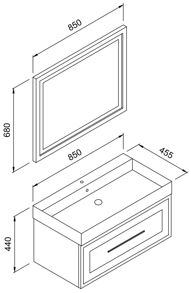 Πάγκος NAPOLI Λευκό MDF 18mm Λάκα 85 S3NAP085WHM 85x45.5x44cm