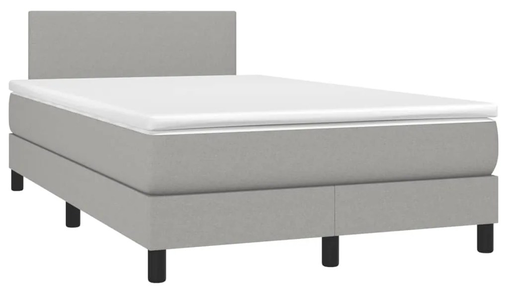 vidaXL Κρεβάτι Boxspring με Στρώμα & LED Αν.Γκρι 120x190εκ. Υφασμάτινο