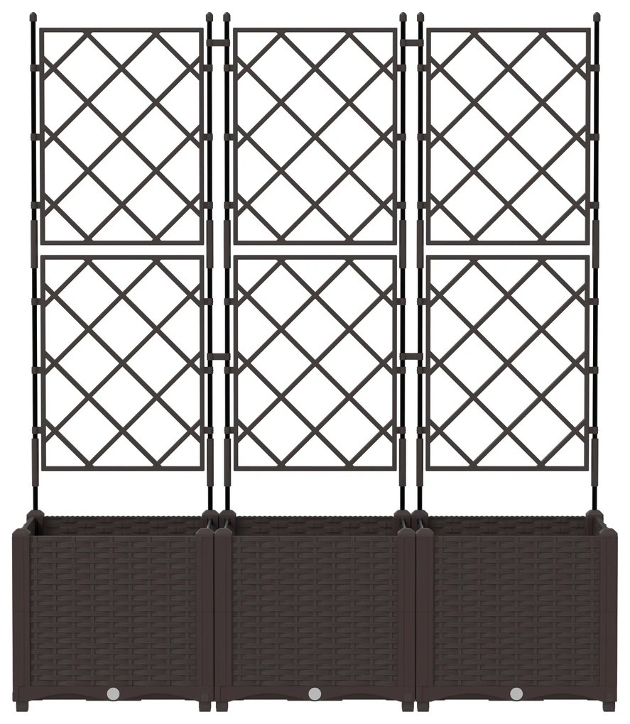 vidaXL Γλάστρα Κηπουρικής με Πλέκτη 3 τεμ Καφέ 120x40x143 εκ.