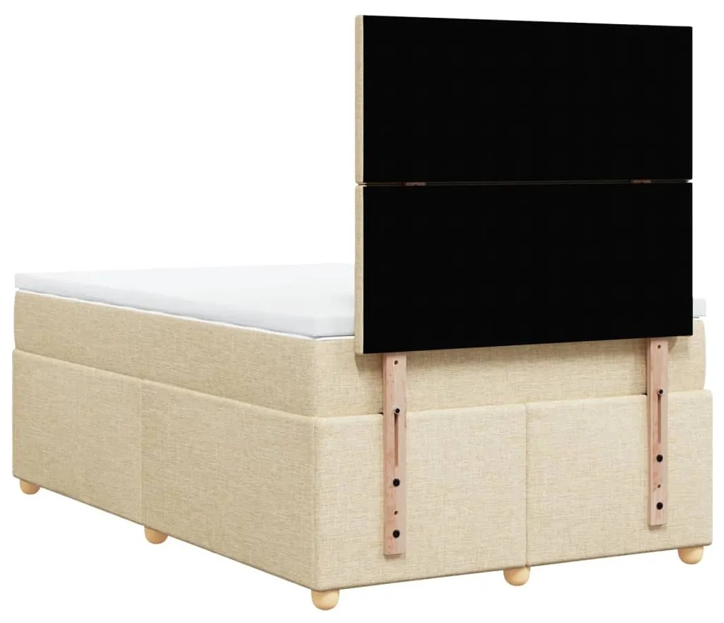 vidaXL Κρεβάτι Boxspring με Στρώμα Κρεμ 120x200 εκ. Υφασμάτινο