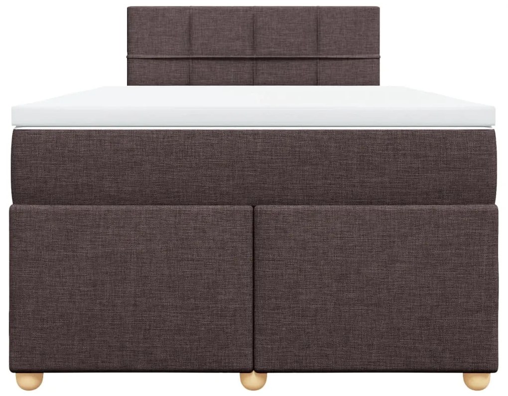 vidaXL Κρεβάτι Boxspring με Στρώμα Σκούρο Καφέ 120x200 εκ. Υφασμάτινο