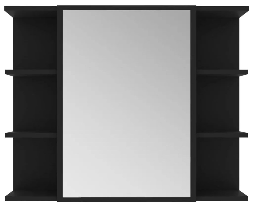 vidaXL Καθρέφτης Μπάνιου με Ντουλάπι Μαύρος 80x20,5x64 εκ. Μοριοσανίδα