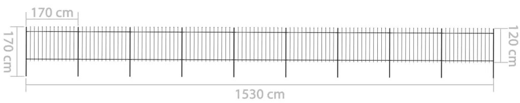 vidaXL Κάγκελα Περίφραξης με Λόγχες Μαύρα 15,3 x 1,2 μ. από Χάλυβα