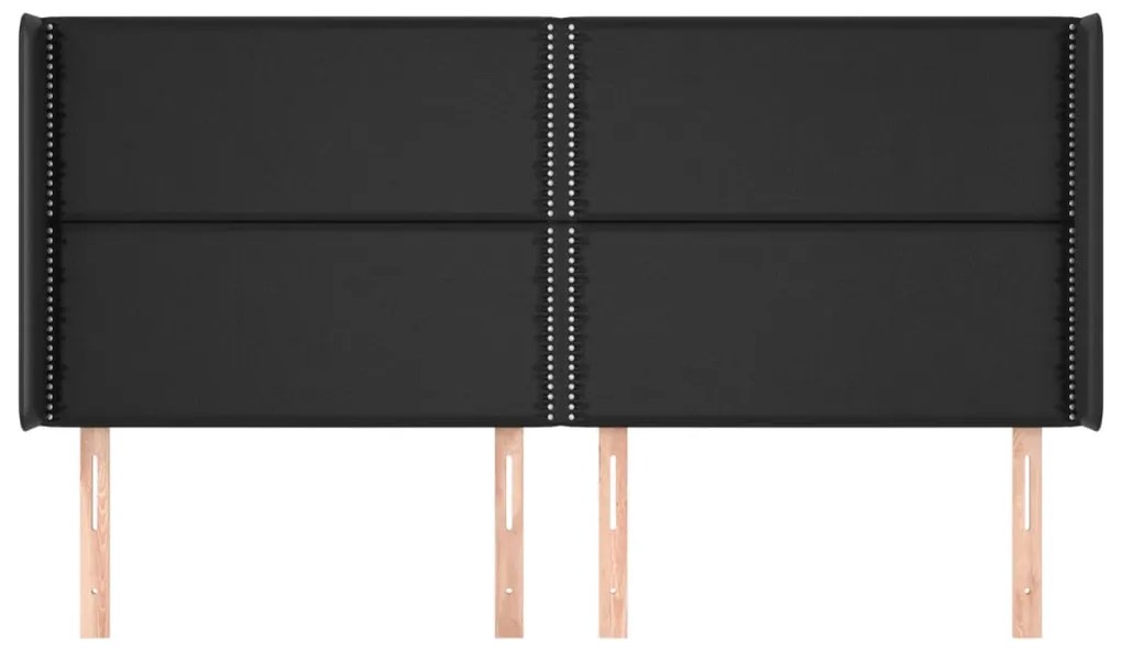 Κεφαλάρι με Πτερύγια Μαύρο 203x16x118/128 εκ. Συνθετικό Δέρμα 3119548
