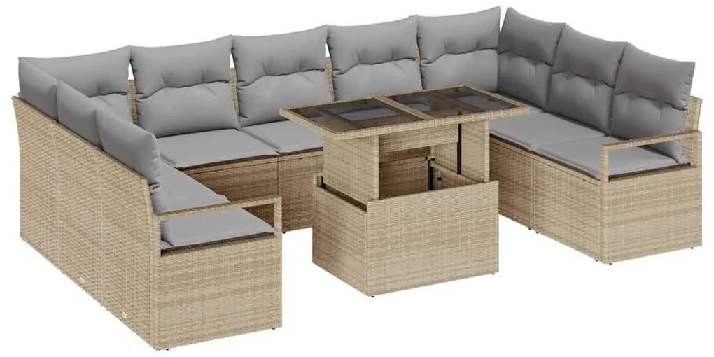 vidaXL Σετ Καναπέ Κήπου 10 pcs μπεζ και ανοιχτό γκρι 100 x 55 x 73 εκ