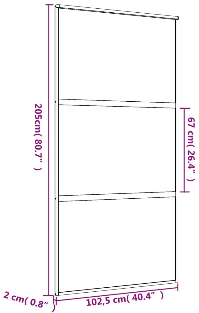 Συρόμενη Πόρτα Χρυσή 102,5x205 εκ. Αμμοβολή ESG Γυαλί/Αλουμίνιο - Χρυσό