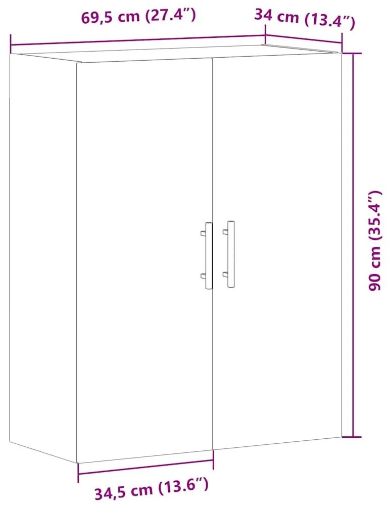 Επίτοιχο ντουλάπι Παλιό ξύλο 69,5x34x90 cm - Καφέ