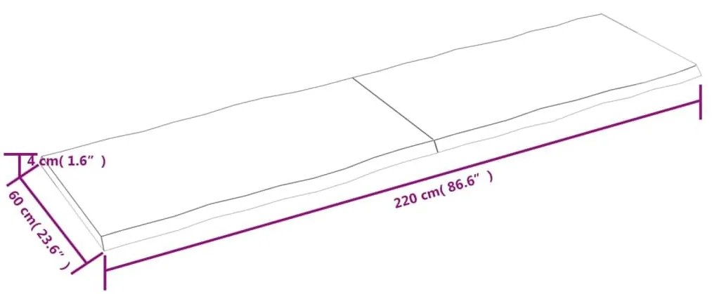 Επιφ Τραπεζιού Αν Καφέ 220x60x(2-4)εκ.Ακατέργ. Μασίφ Ξύλο Δρυός - Καφέ