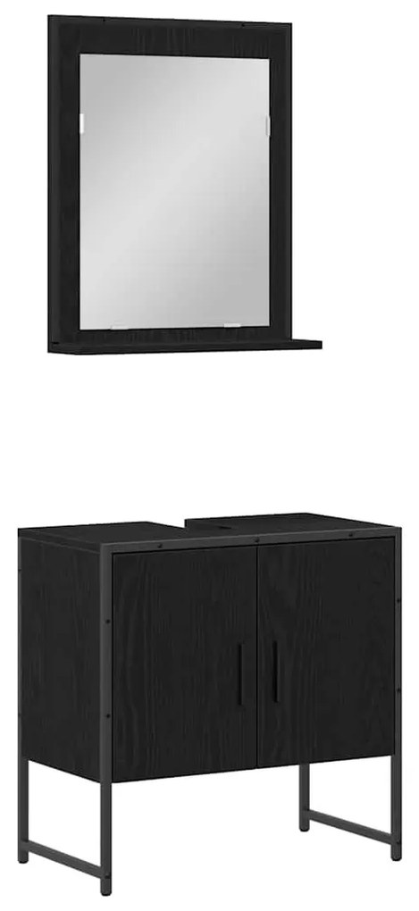 vidaXL Σετ Επίπλων Μπάνιου με αποθήκευση 2 pcs Μαύρο 60 x 33 x 60 εκ