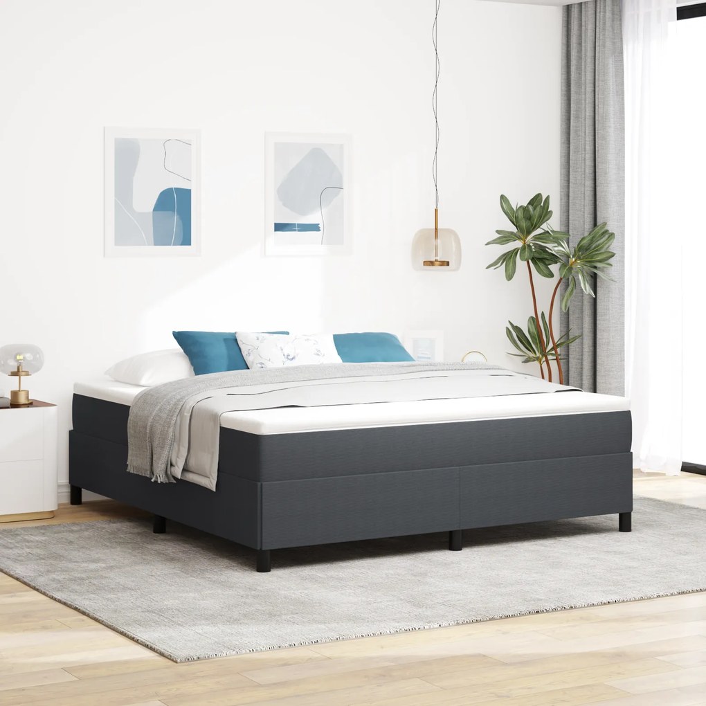 vidaXL Κρεβάτι Σκούρο Γκρι 180x200 εκ. Από Ψάθα