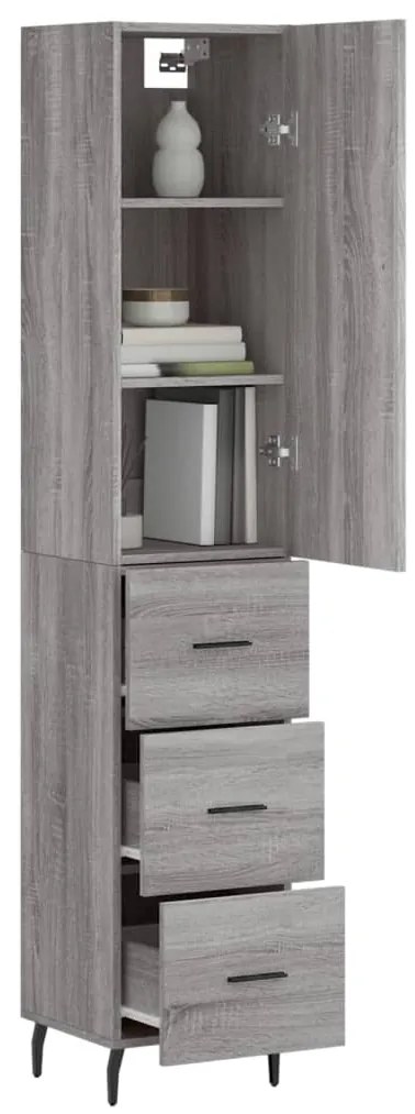 vidaXL Μπουφές Sonoma Γκρι 34,5 x 34 x 180 εκ. από Επεξεργασμένο Ξύλο