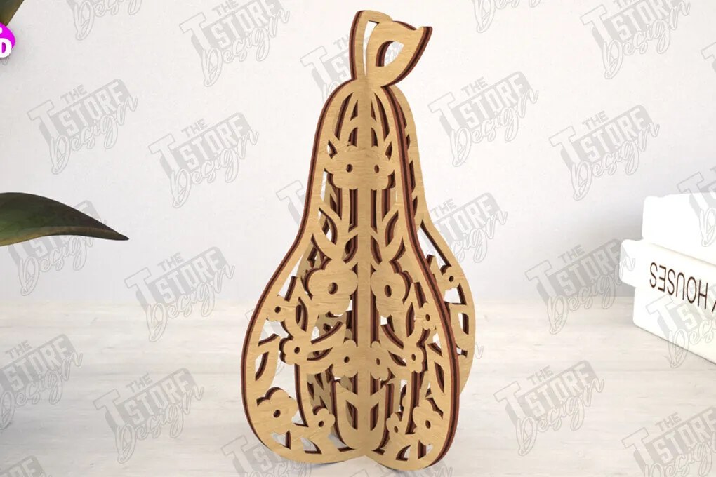 Intra απο ξύλο plywood 3mm-4mm πάχος 3D  Decor | Σχήμα αχλαδιού | Διακόσμηση σπιτιού Δίασταση 30x20 cm INTRAFABR-113992019