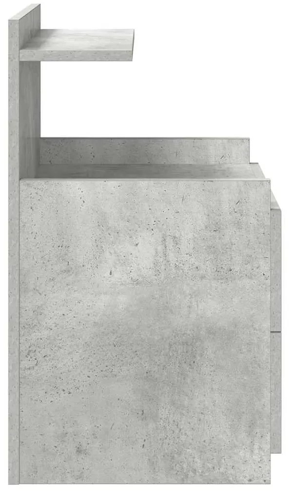 vidaXL Κομοδίνο με 2 Συρτάρια Γκρι Σκυρόδεμα 40x36,5x62 εκ.