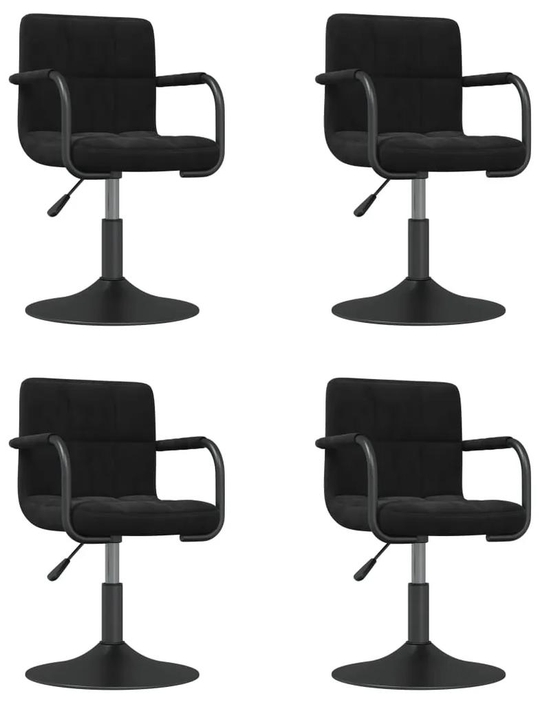 vidaXL Καρέκλες Τραπεζαρίας Περιστρεφόμενες 4 τεμ. Μαύρες Βελούδινες