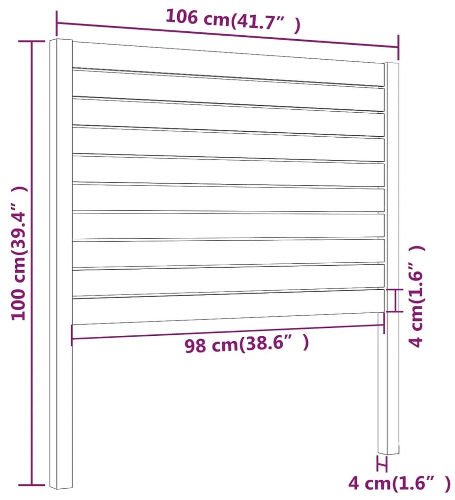 vidaXL Κεφαλάρι Κρεβατιού Καφέ Μελί 106x4x100 εκ. Μασίφ Ξύλο Πεύκου