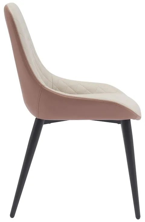 Καρέκλα Komme μπεζ-καφέ pu με πόδι μαύρο μέταλλο 49x57x84εκ 49x57x84 εκ.