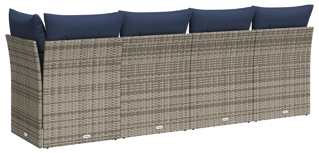 vidaXL Καναπές Κήπου με μαξιλάρι Γκρι 227 x 62 x 69 εκ συνθετικό ρατάν