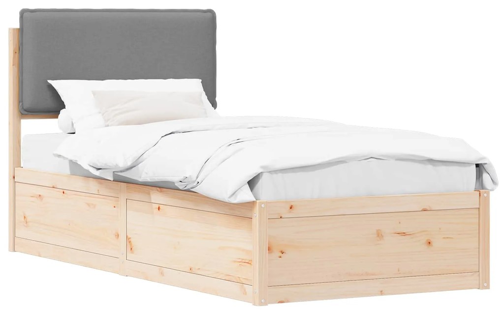 vidaXL Σκελετός Κρεβατιού με Επενδεδυμένο Κεφαλάρι Ανοιχτό γκρι