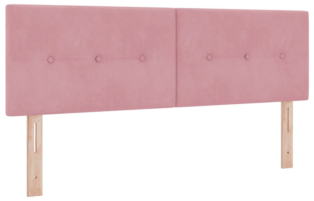 vidaXL κρεβάτι Box Spring με στρώμα Ροζ 140x200 εκ. Βελούδο