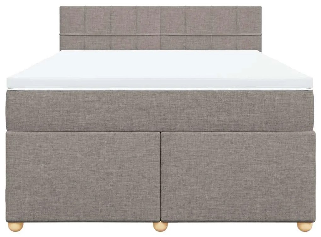 vidaXL Κρεβάτι Boxspring με Στρώμα Taupe 140x190 εκ. Υφασμάτινο