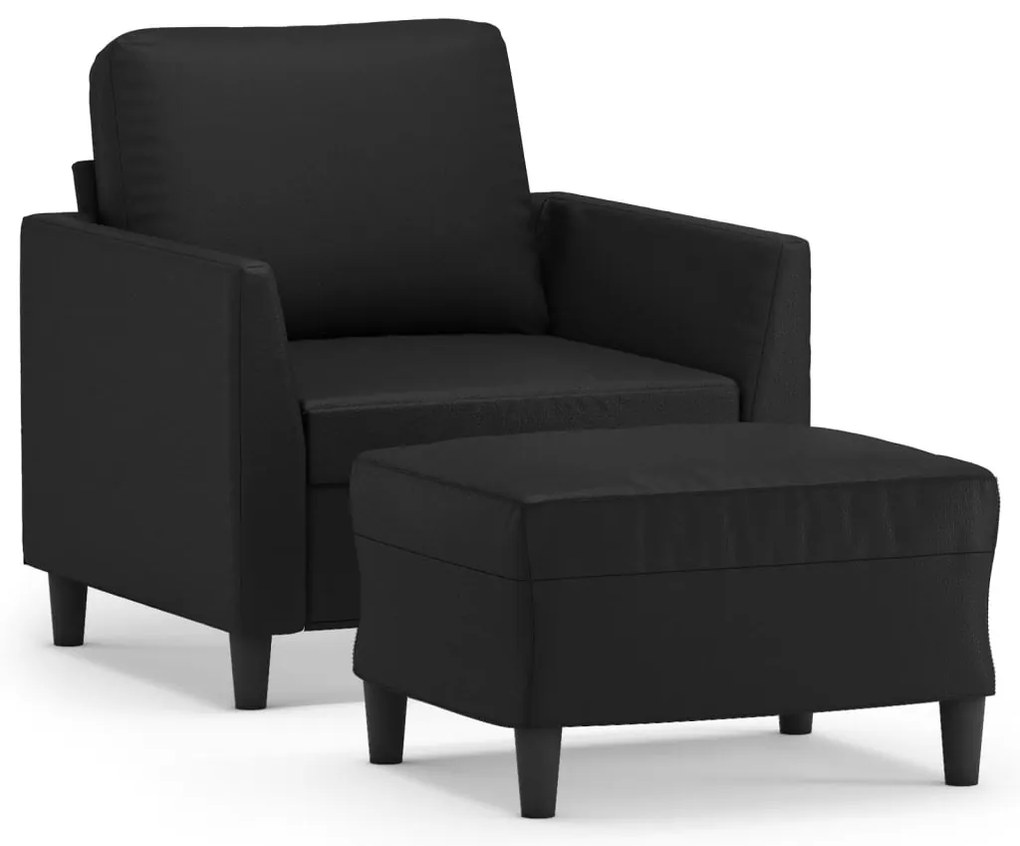 vidaXL Πολυθρόνα Μαύρη 60 εκ. από Συνθετικό Δέρμα με Υποπόδιο