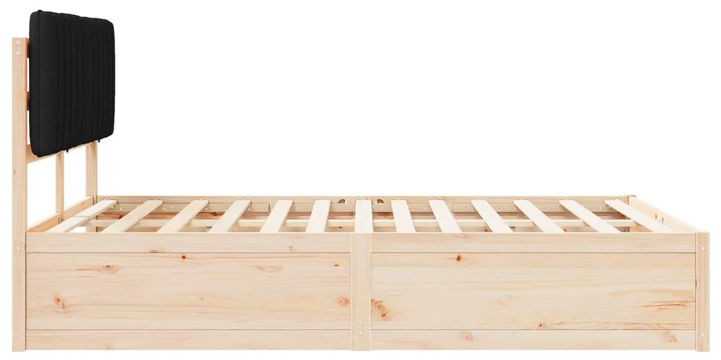 vidaXL Σκελετός Κρεβατιού με Επενδεδυμένο Κεφαλάρι Μαύρο 140 x 200 cm