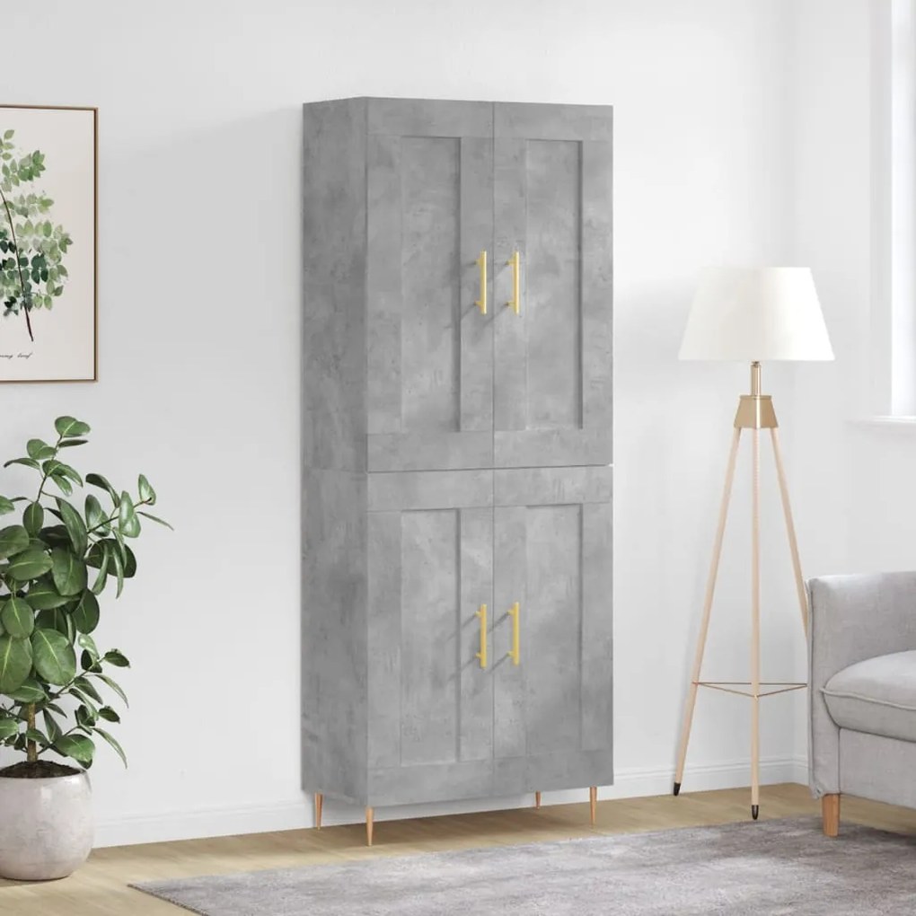 vidaXL Ντουλάπι Γκρι Σκυροδέματος 69,5x34x180 εκ. Επεξεργασμένο Ξύλο