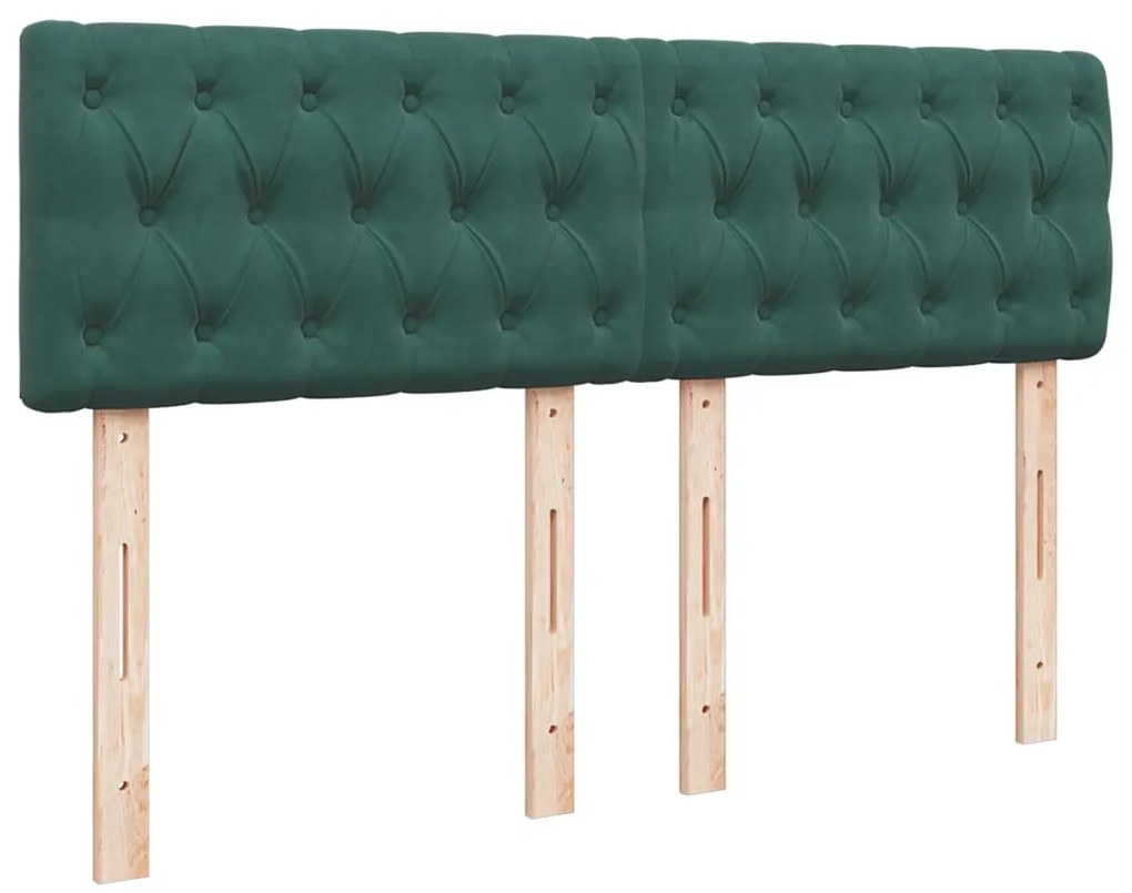 vidaXL Κρεβάτι Boxspring με Στρώμα Σκούρο Πράσινο 140x190εκ. Βελούδινο