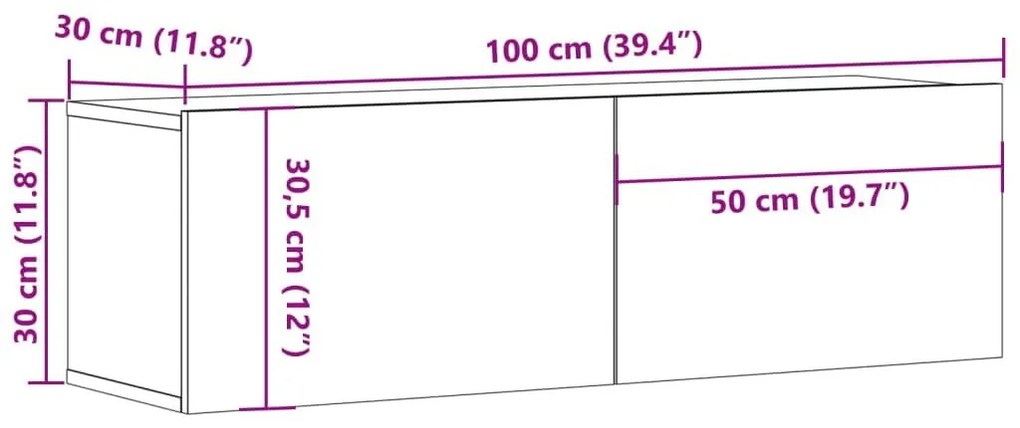 Ντουλάπι Τηλεόρασης Τοίχου Artisan Δρυς 100x30x30 εκ Επ. Ξύλο - Καφέ