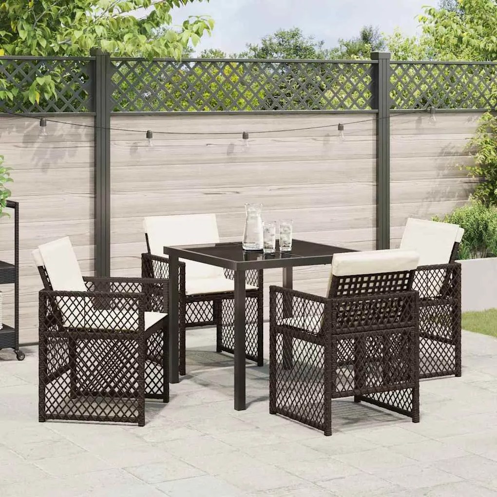 vidaXL Σέτ φαγητού για κήπο 5 pcs Καφέ συνθετικό ρατάν