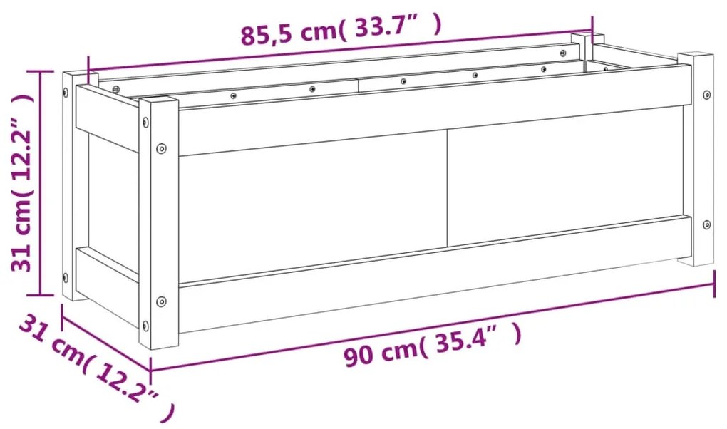 ΖΑΡΝΤΙΝΙΕΡΑ ΛΕΥΚΗ 90 X 31 X 31 ΕΚ. ΑΠΟ ΜΑΣΙΦ ΞΥΛΟ ΠΕΥΚΟΥ 837451