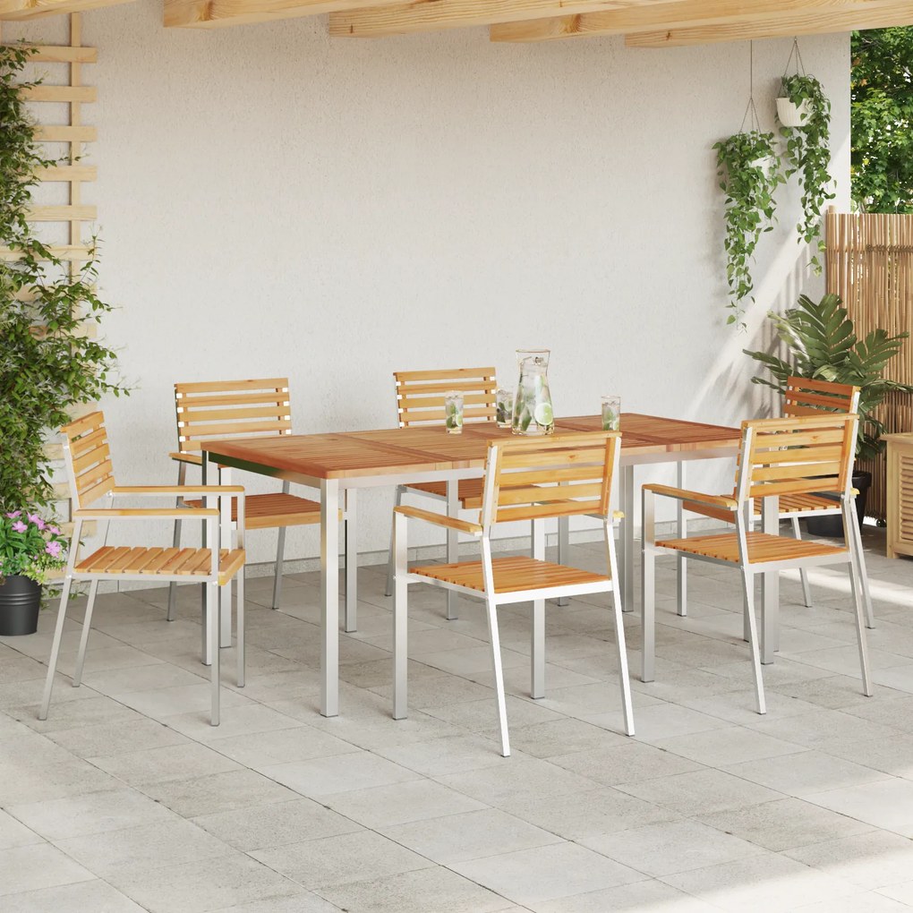 vidaXL Καρέκλες Κήπου  Στοιβαζόμενες 6 τμχ 54.5x56x89 εκ Μασίφ Ξύλο Teak