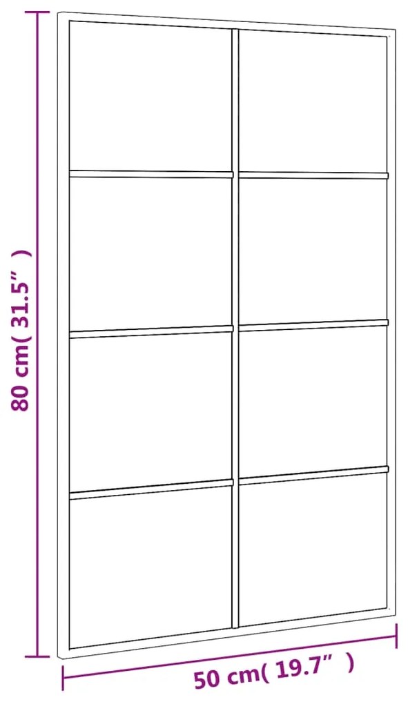 Καθρέφτης Ορθογώνιος Μαύρος 50 x 80 εκ. από Σίδερο - Μαύρο