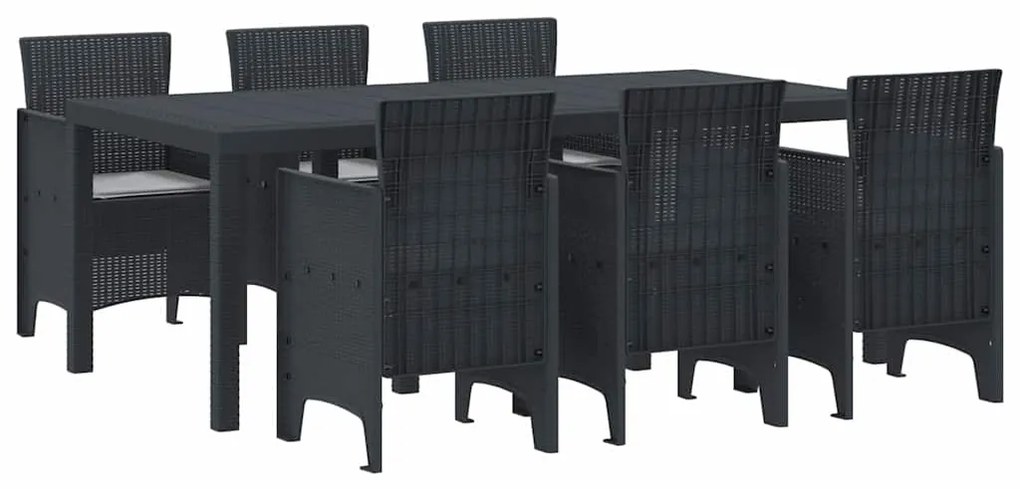 vidaXL Σέτ φαγητού για κήπο 7 pcs Ανθρακί Rattan Polt