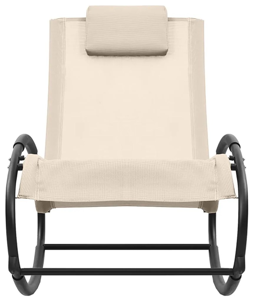 vidaXL Ξαπλώστρα με Μαξιλάρι Κρεμ από Ατσάλι και Textilene