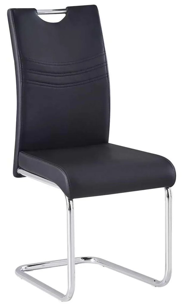 Croft Καρέκλα Χρώμιο / Pu Μαύρο . Διάσταση: 43x58x97cm (Σετ 4 ΤΕΜ)