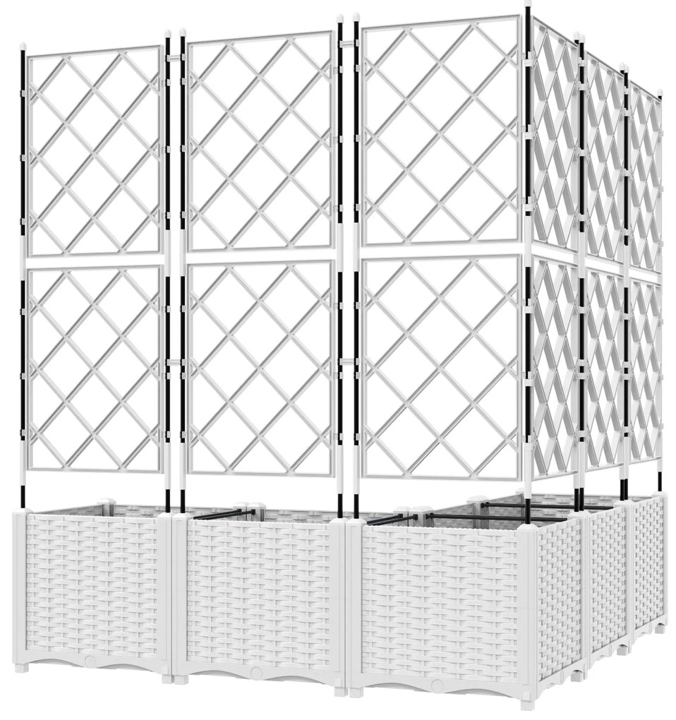 vidaXL Γλάστρα Κήπου με Πλέγμα 5 τμχ Λευκή 120x120x143 εκ