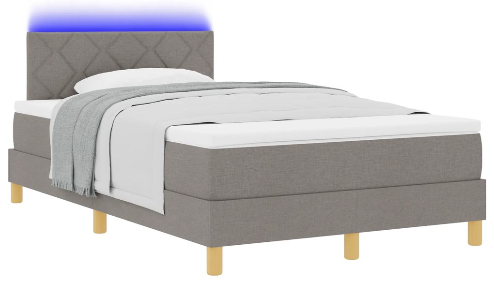 vidaXL Κρεβάτι με Βάση και Στρώμα με LED Ταμπά 120x200 εκ. Ύφασμα