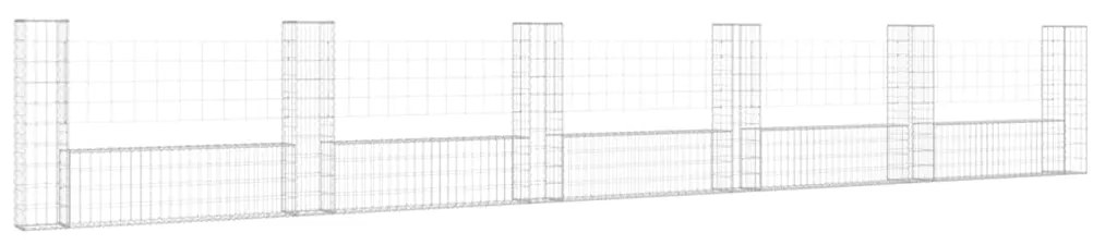 Συρματοκιβώτια Στύλοι σε U Σχήμα 6 τεμ. 620x20x100 εκ Σιδερένια - Ασήμι