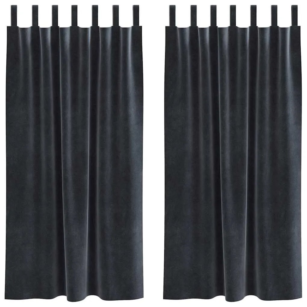 vidaXL Κουρτίνες με κουρτίνες 2 pcs Σκούρο γκρι 140 x 175 cm Βελούδο