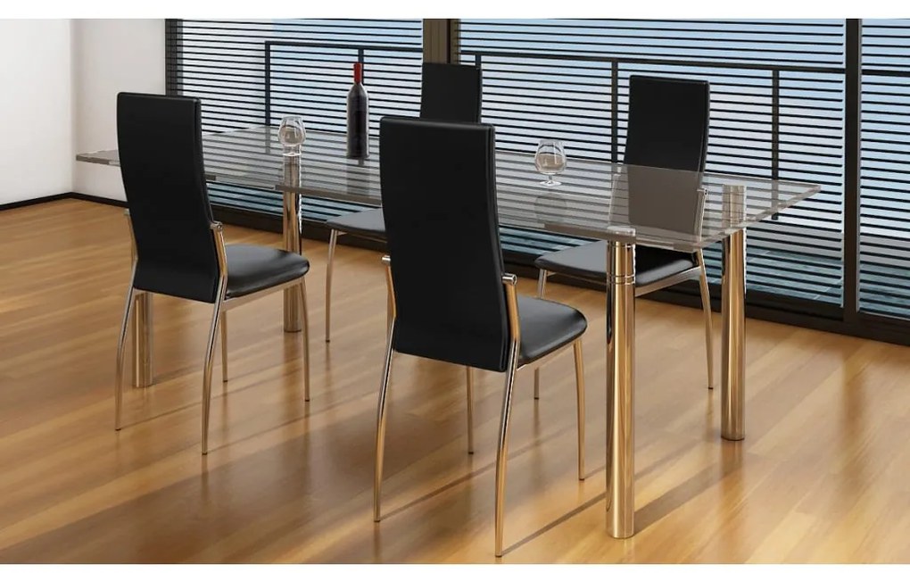 vidaXL Καρέκλες Τραπεζαρίας 4 τεμ. Μαύρες από Συνθετικό Δέρμα