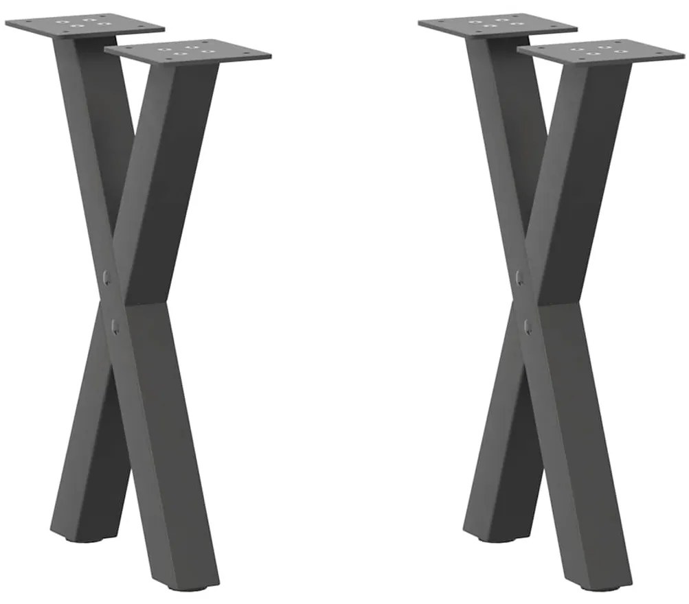 Πόδια Τραπεζιού Σαλονιού σε Σχήμα Χ, 2 τεμ. Ανθρακί 28x(42-43) εκ. Ατσάλι