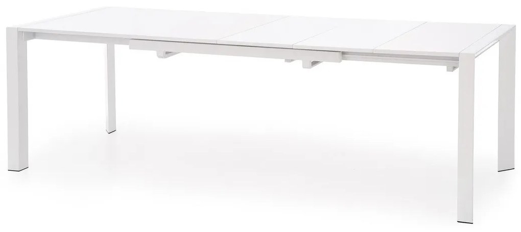 Τραπέζι Houston 124, Γυαλιστερό λευκό, 76x80x130cm, Επιμήκυνση, Ινοσανίδες μέσης πυκνότητας, Μέταλλο