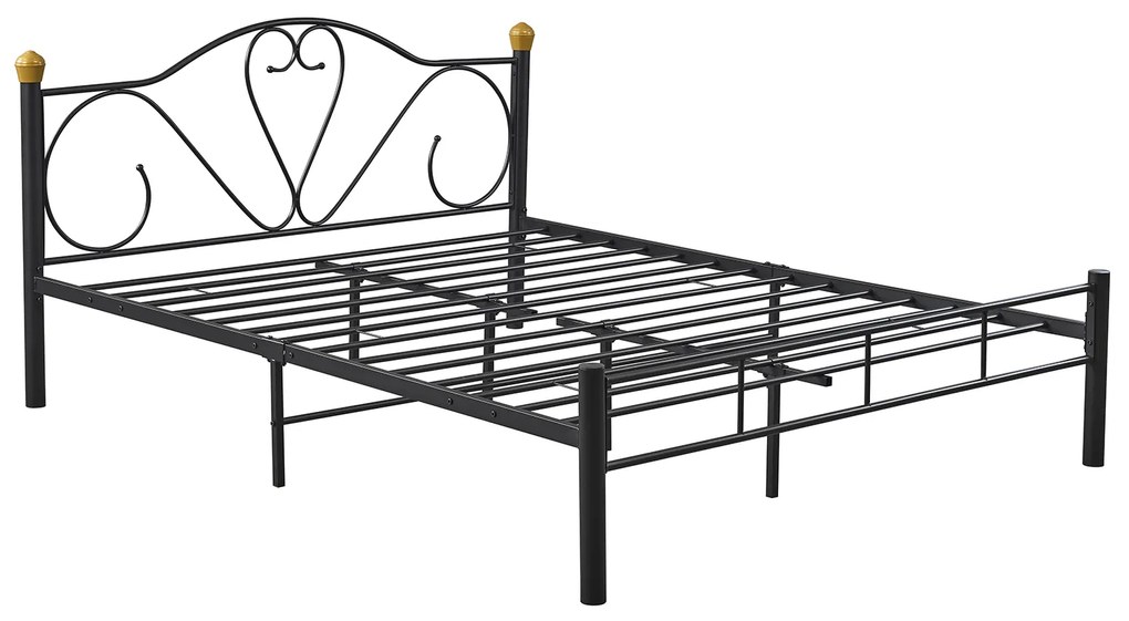 Κρεβάτι Υπέρδιπλο ArteLibre MOONRISE Μαύρο Μέταλλο Για Στρώμα 160x200cm