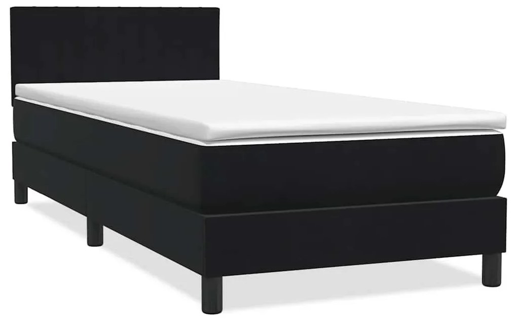 Κρεβάτι Boxspring με Στρώμα Μαύρο 90x210 εκ. Βελούδινο - Μαύρο