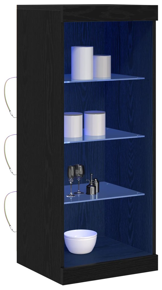 vidaXL Μπουφές με LED Φώτα Μαύρη Δρυς 41x37x100 εκ