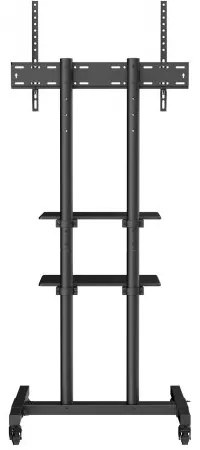 VEVOR Mobile TV Stand, Mobile TV Cart for 32 to 70 inch TVs, Height Adjustable Portable TV Stand with Wheels, Double Tray for Audio-Visual Devices, Rolling TV Stand with Mount for Bedroom, Living Room